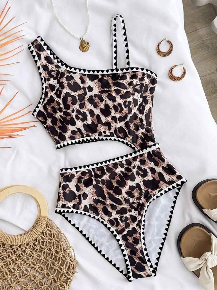 jednoczęściowy strój kąpielowy animal print wycięcie