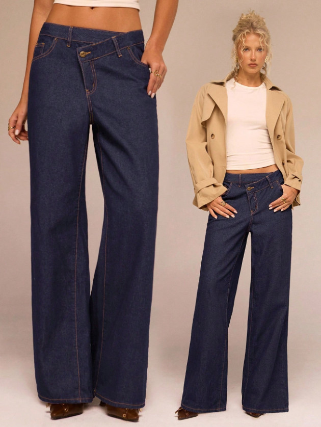 GRANATOWE SPODNIE JEANS 
