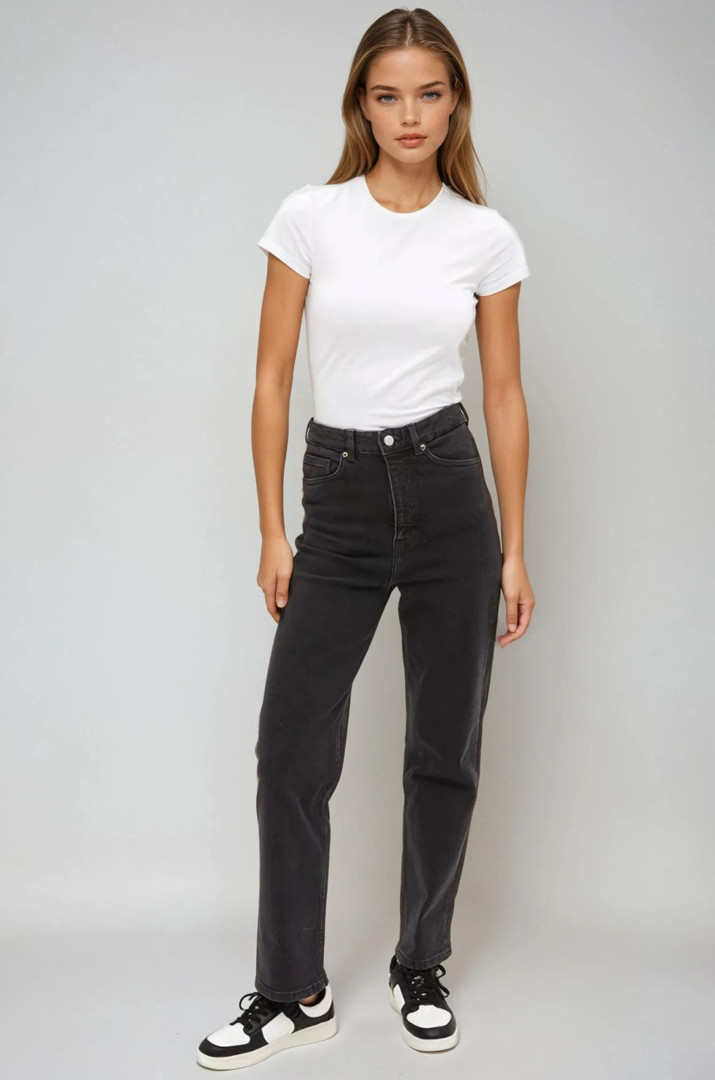 CZARNE SPODNIE JEANS WYSOKI STAN