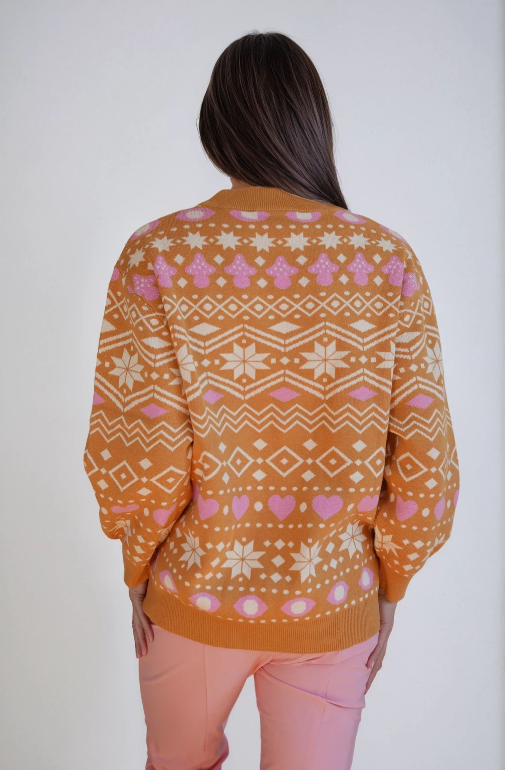 SWETER OKRĄGŁY DEKOLT PRINT