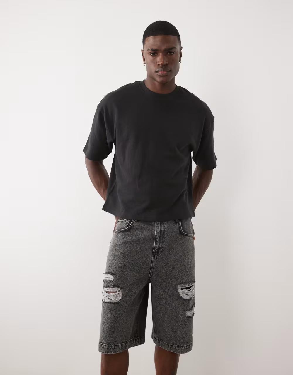 SZARE SPODENKI JEANS
