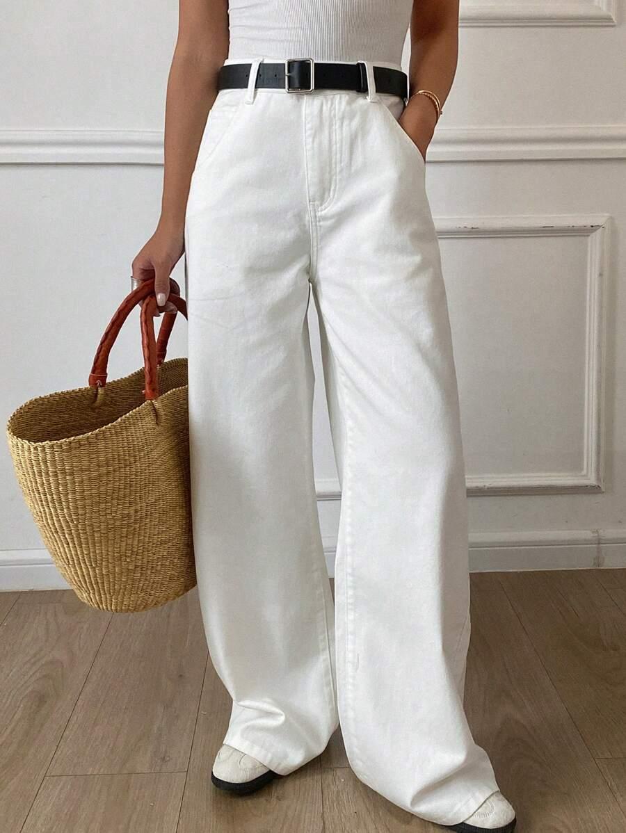BIAŁE SPODNIE JEANS