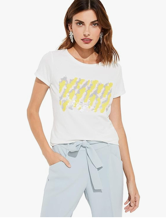 biały t-shirt cekiny 