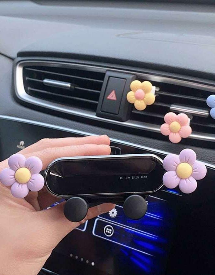 czarny uchwyt na telefon kwiaty 3d