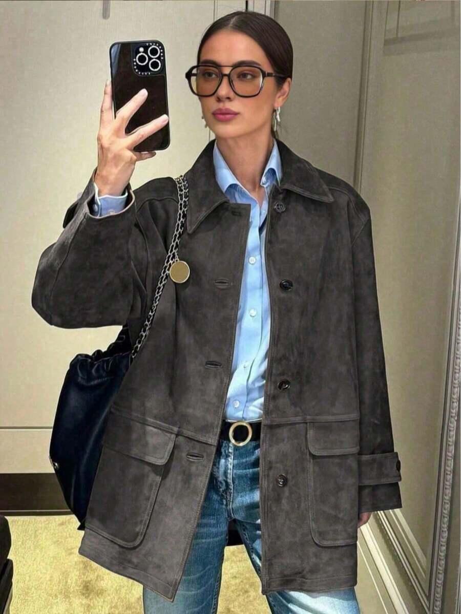 SZARA KURTKA DŁUGI RĘKAW 