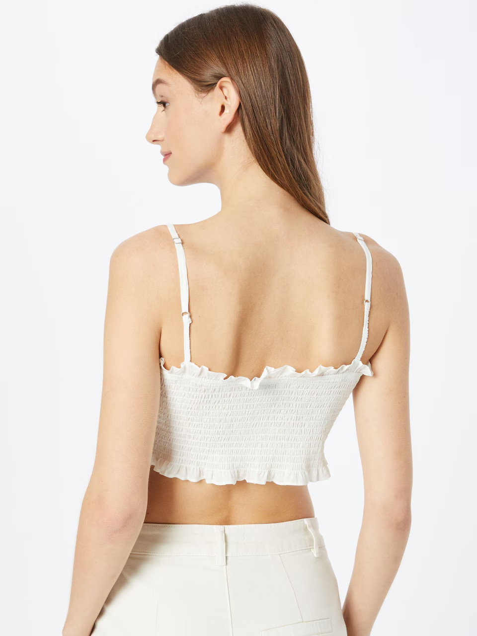 BIAŁY CROP TOP NA RAMIĄCZKACH