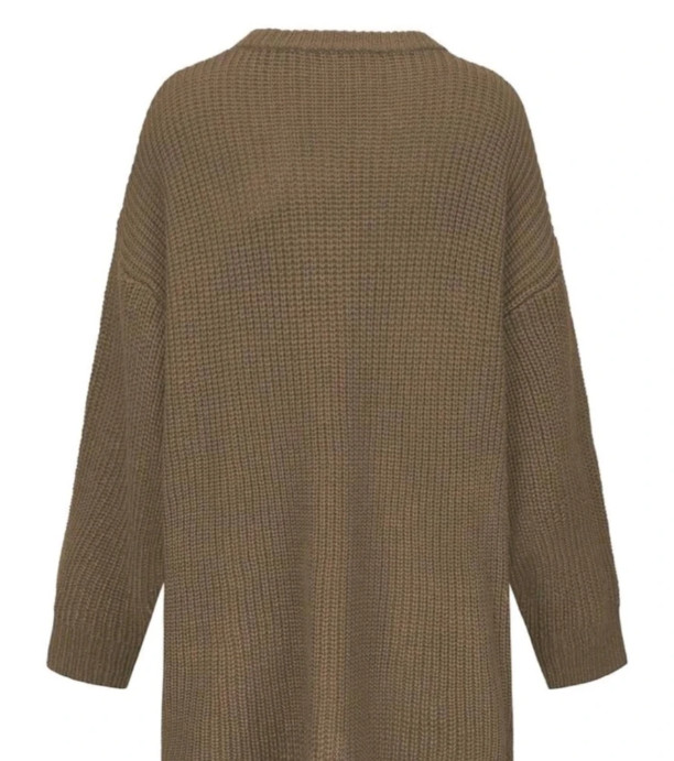 BRĄZOWY SWETER OKRĄGŁY DEKOLT 