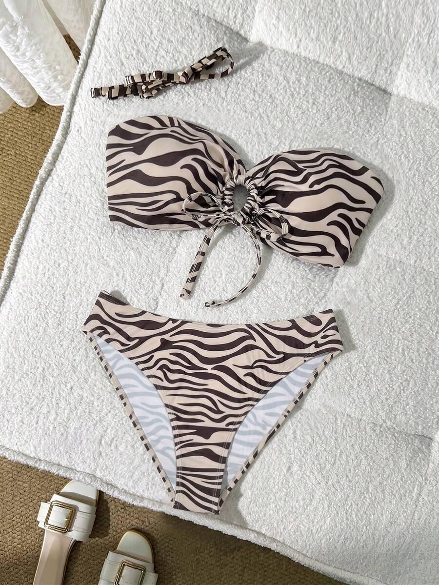 dwuczęściowy strój kąpielowy animal print