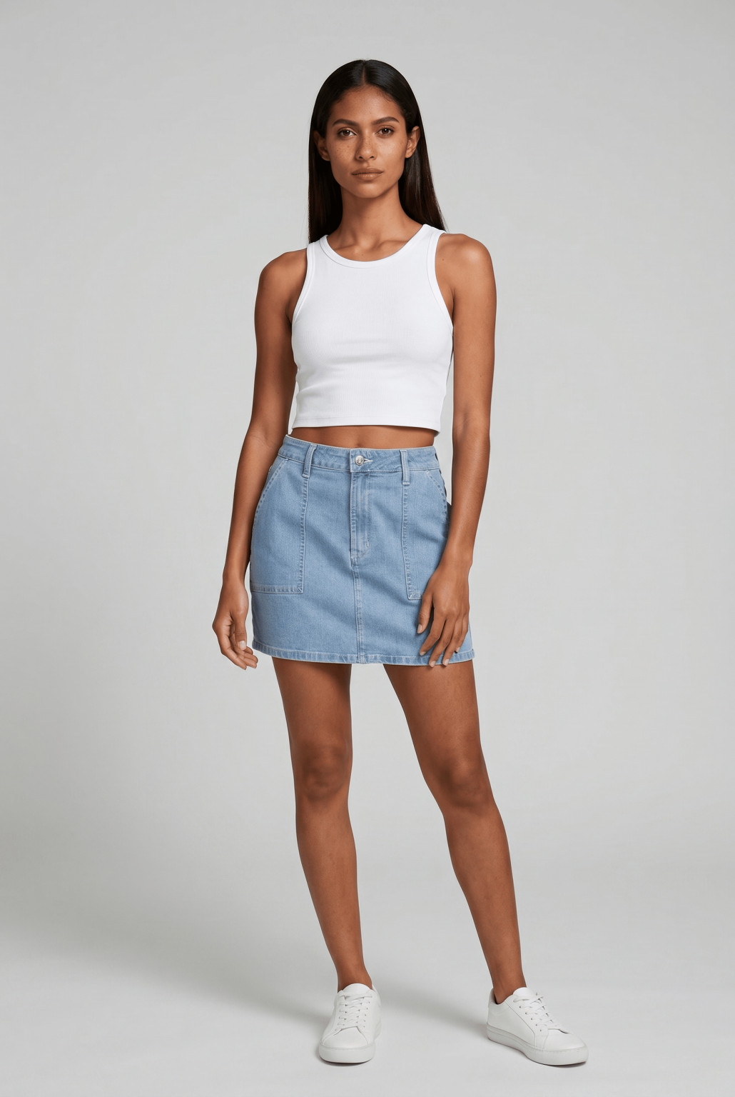 niebieska min spódnica jeans