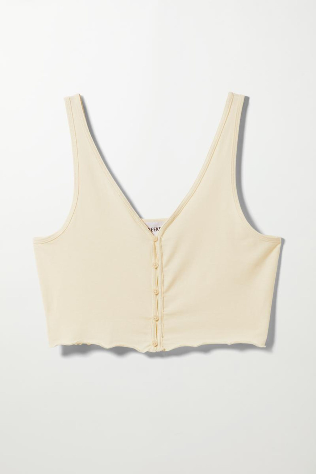 BEŻOWY CROP TOP GUZIKI