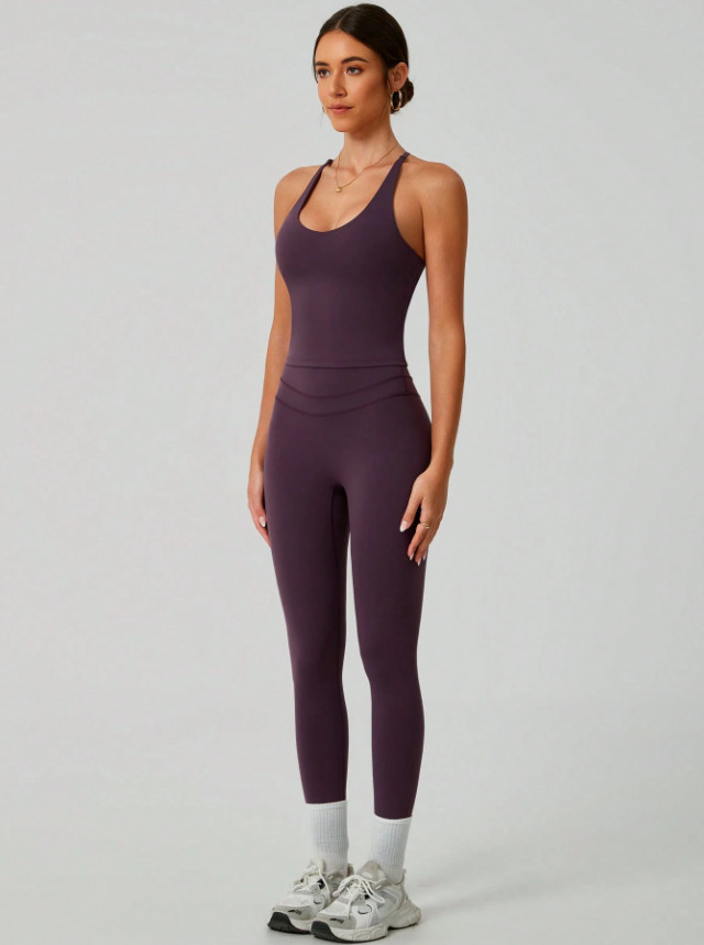 fioletowe legginsy sportowe
