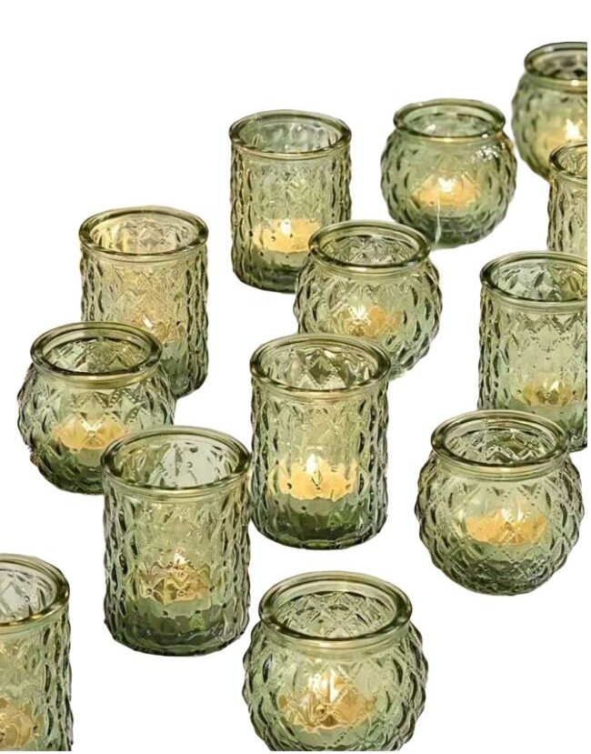 zielony ŚWIECZNIK DEKORACYJNY 12-pack
