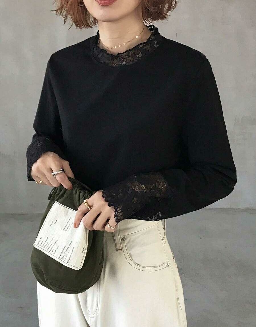 CZARNA BLUZKA KORONKA