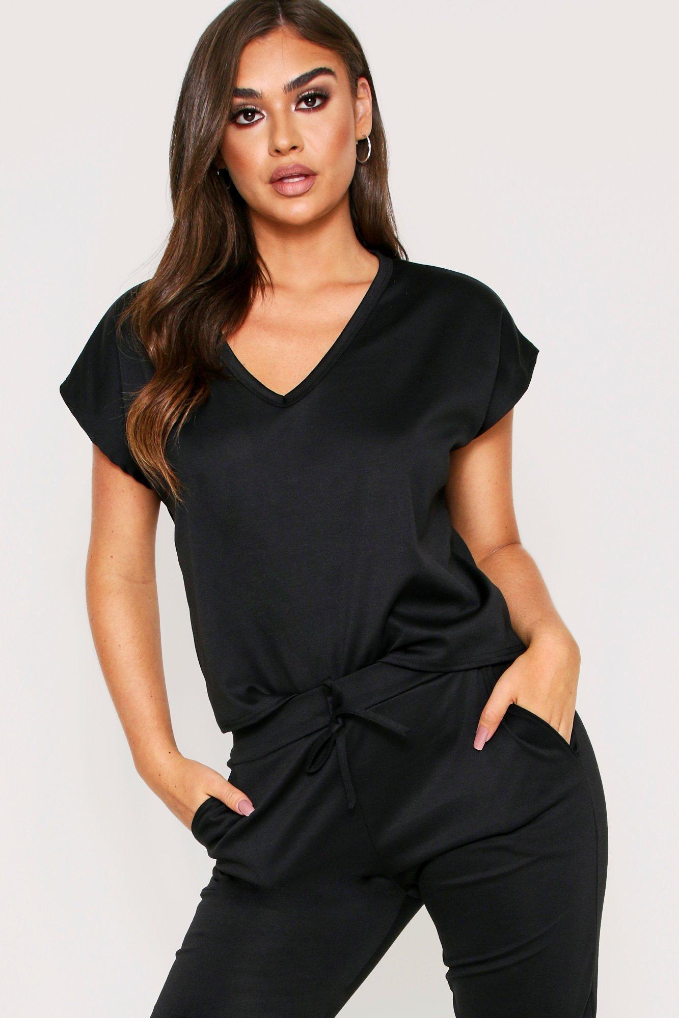 czarna bluzka v neck