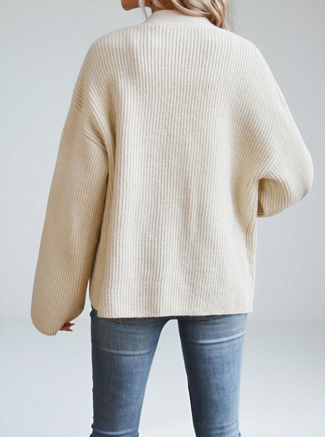 BEŻOWY SWETER KARDIGAN