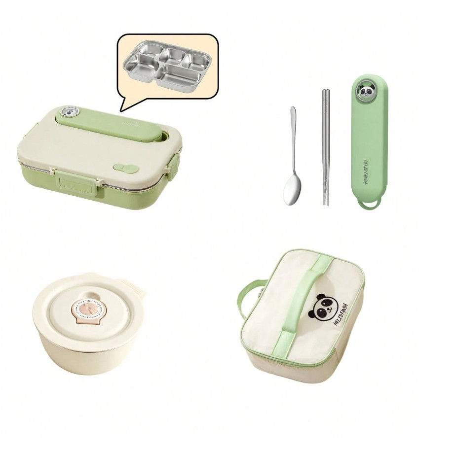 lunch box ze sztućcami i z torbą