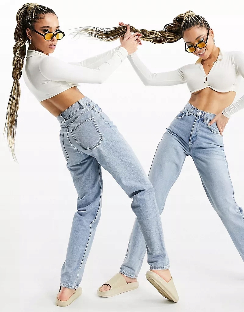  SPODNIE MOM JEANS WYSOKI STAN KIESZENIE 