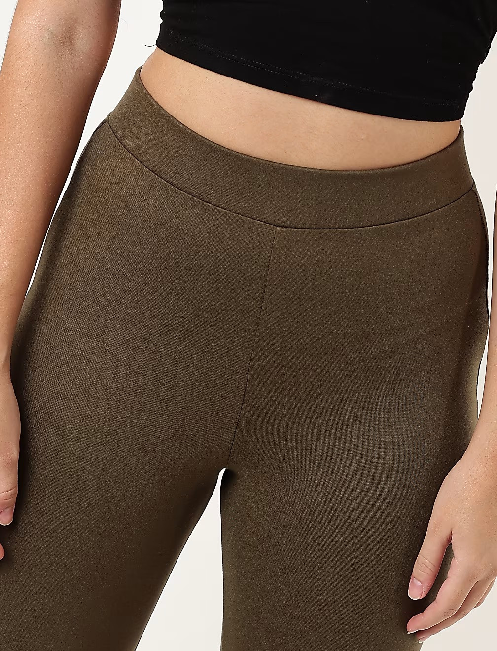 klasyczne legginsy khaki T59-4967K-XC