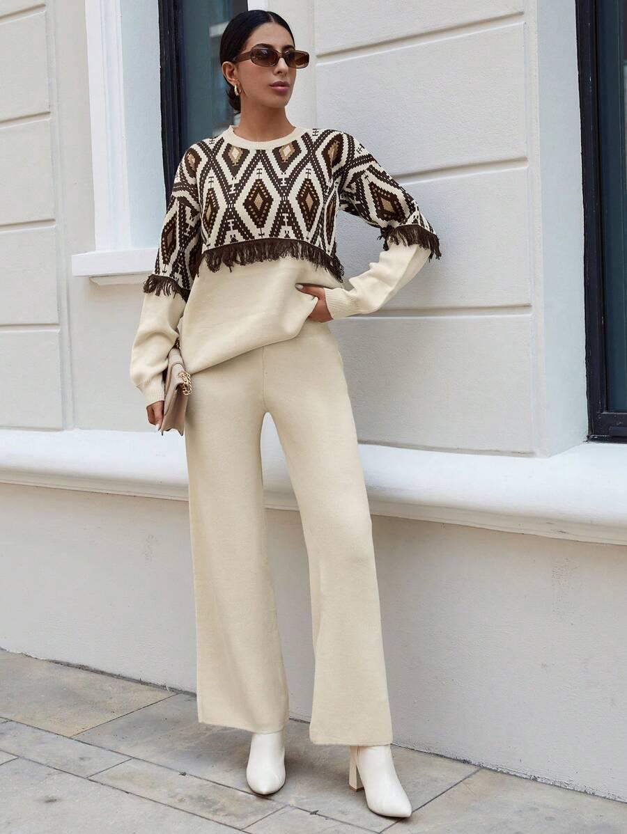 sweter spodnie dzianinowy komplet