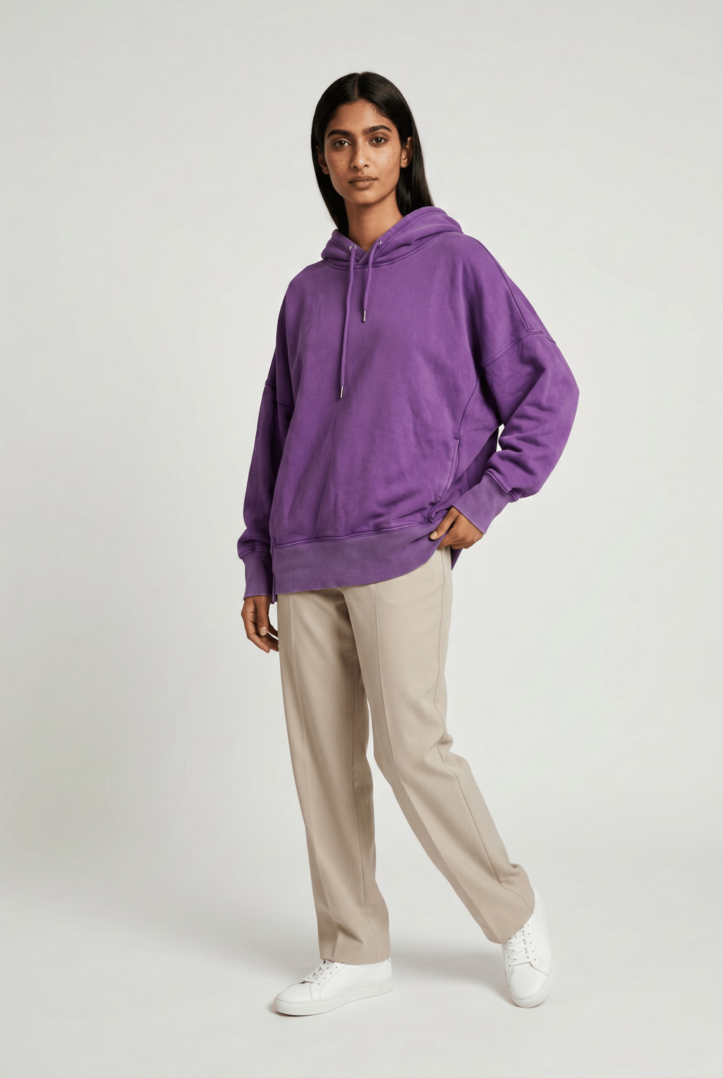 FIOLETOWA BLUZA OVERSIZE z kapturem