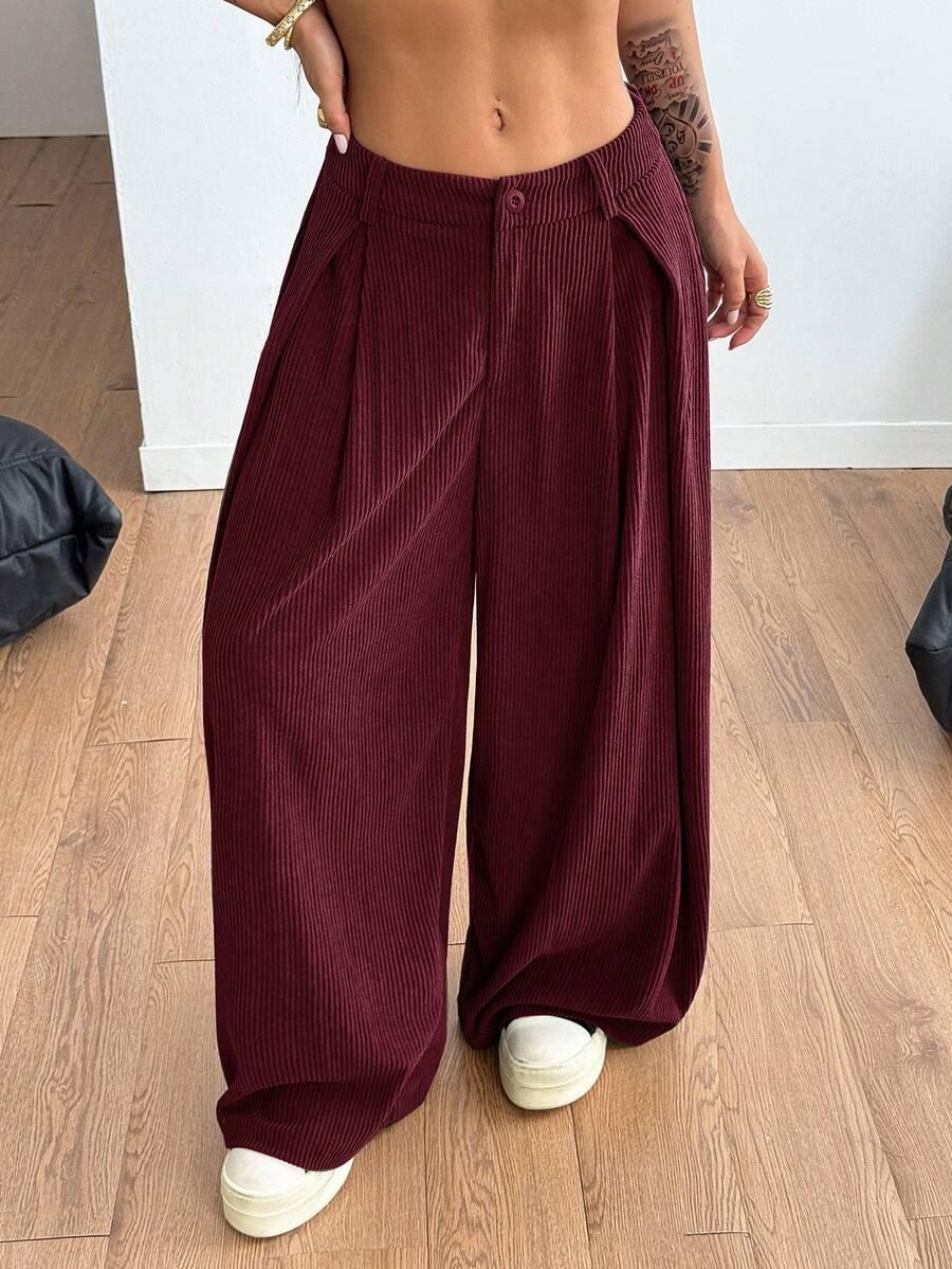 BORDOWE SPODNIE CASUAL OVERSIZE
