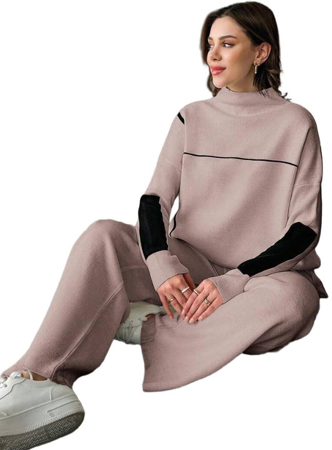DZIANINOWY KOMPLET SWETER SPODNIE