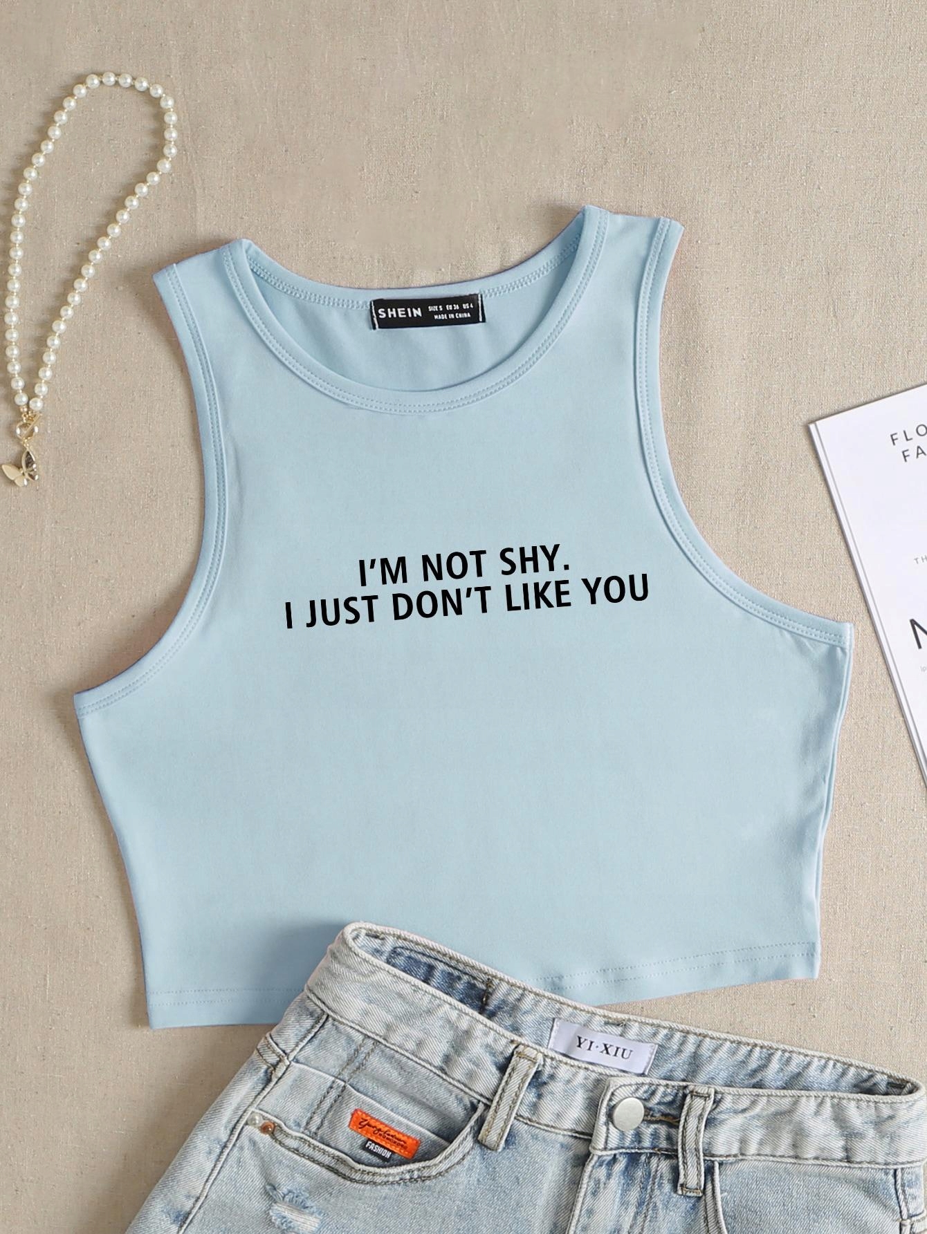 niebieski top print
