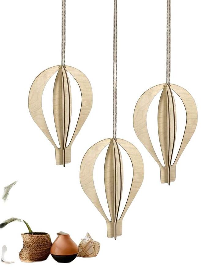 drewniane balony wiszące 3-pack