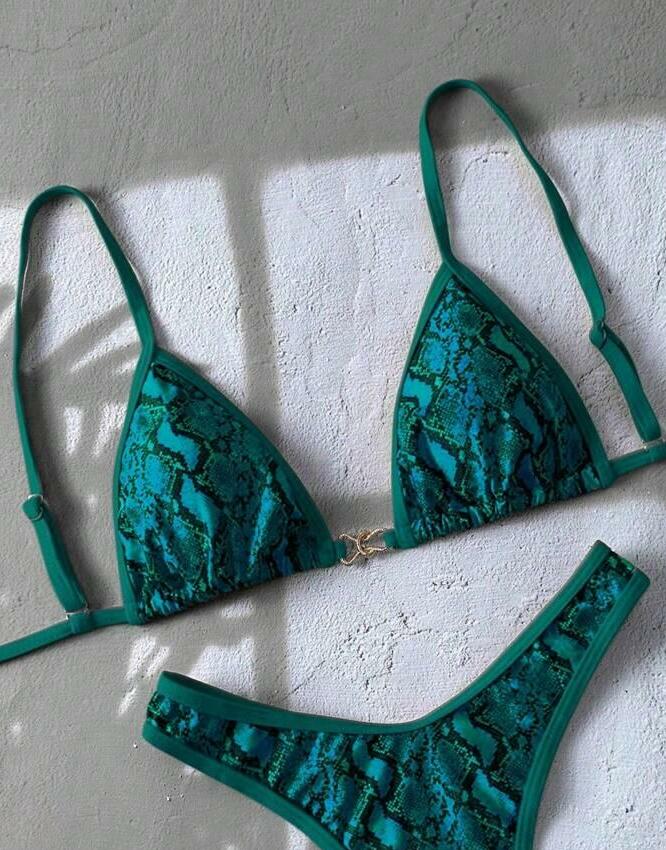 niebieska góra od bikini print 