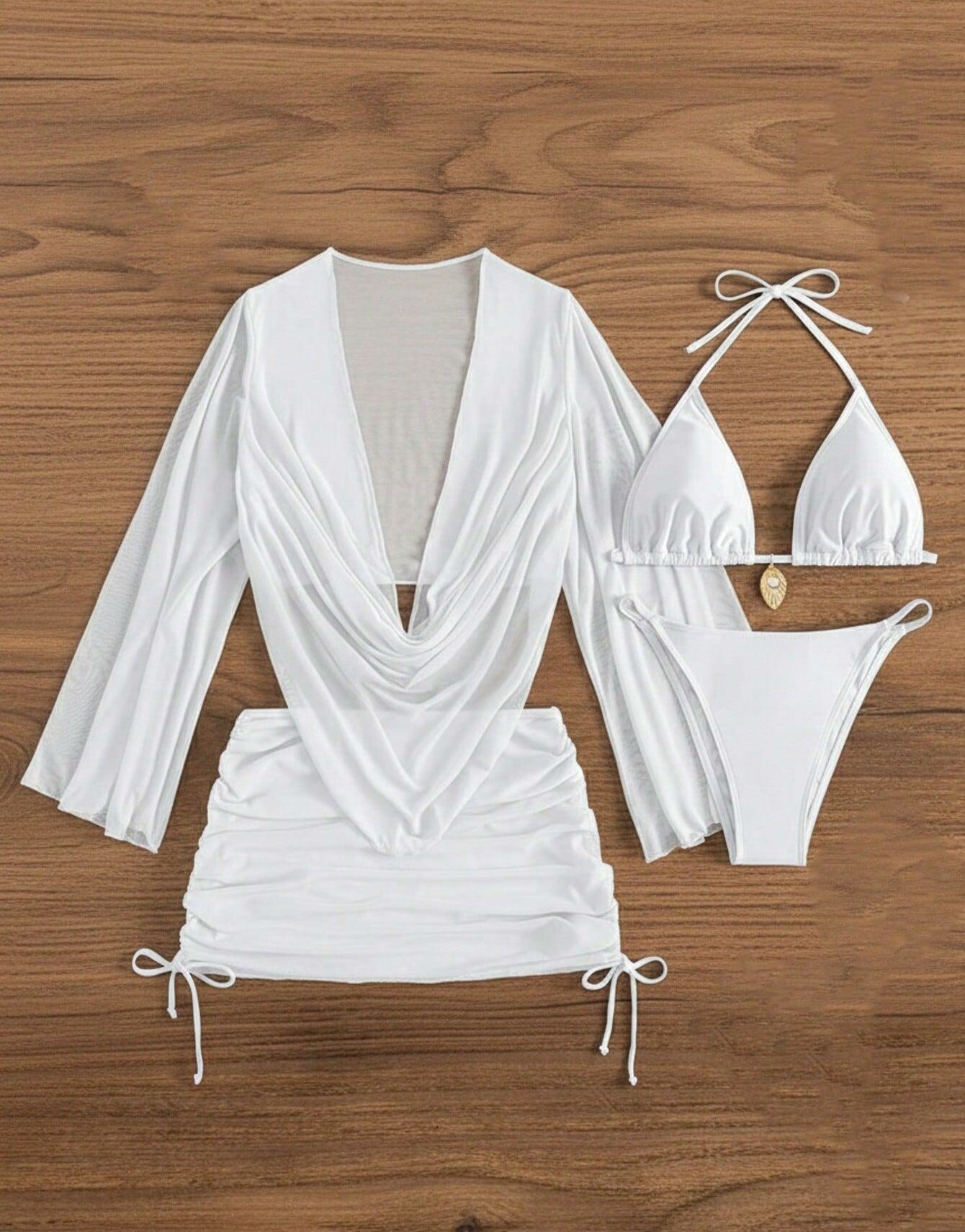CZTEROCZĘŚCIOWY KOMPLET BIKINI ZDOBIENIE