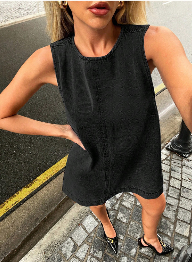 CZARNA JEANSOWA MINI SUKIENKA