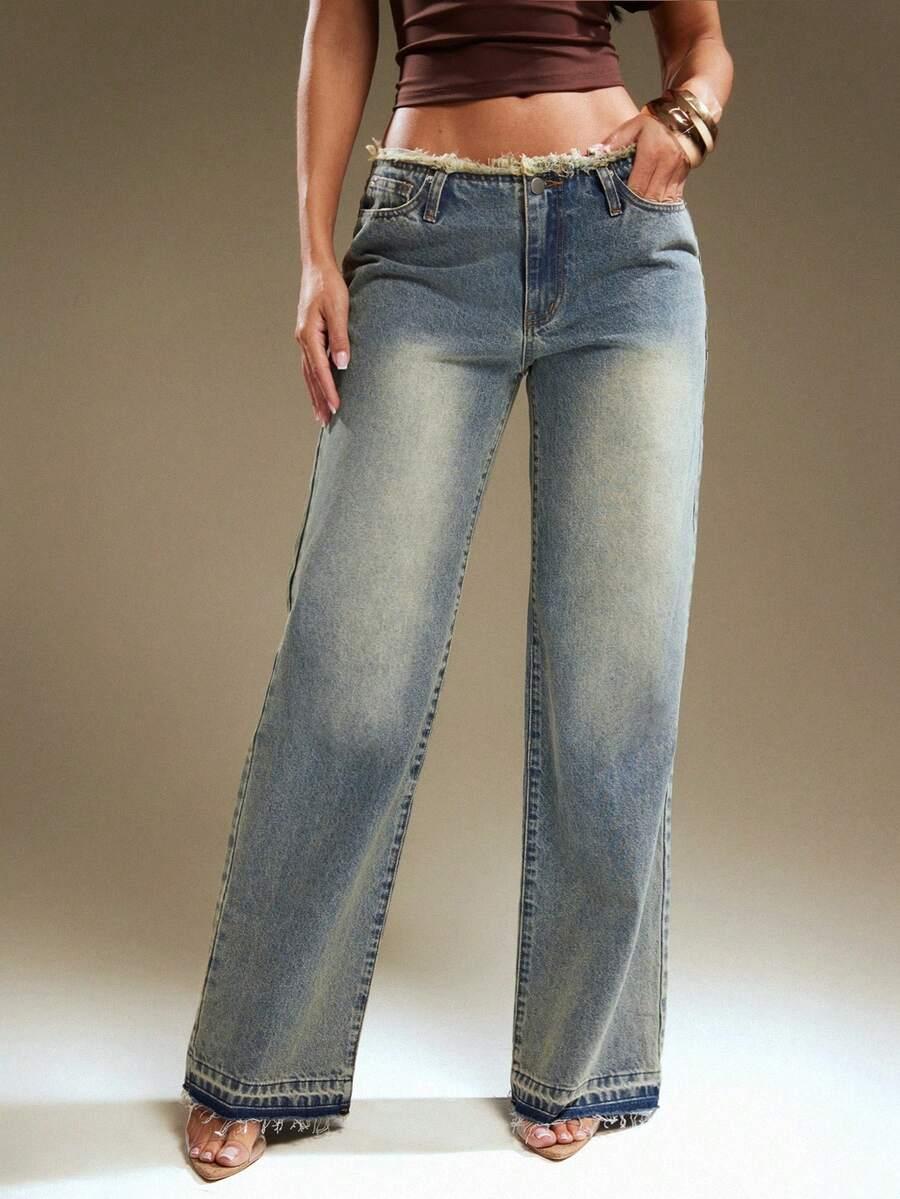 niebieskie jeansy vintage