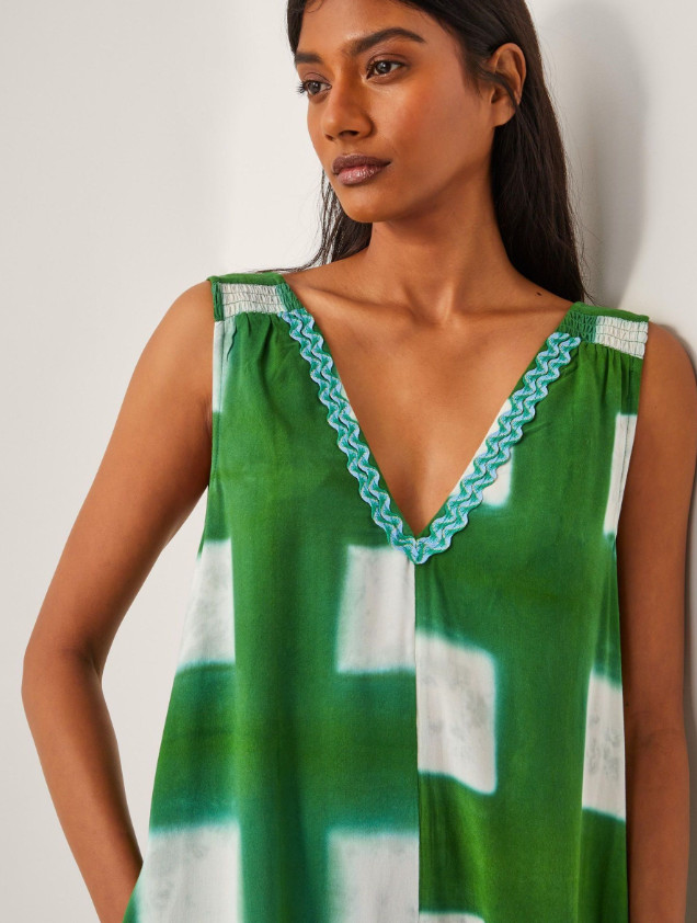 ZIELONY KOMBINEZON V NECK PRINT