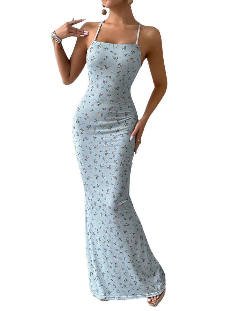 SUKIENKA KOKTAJLOWA MAXI W KWIATY