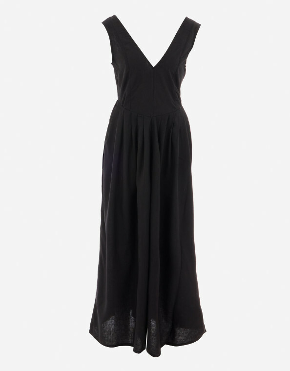 CZARNA MAXI SUKIENKA V-NECK