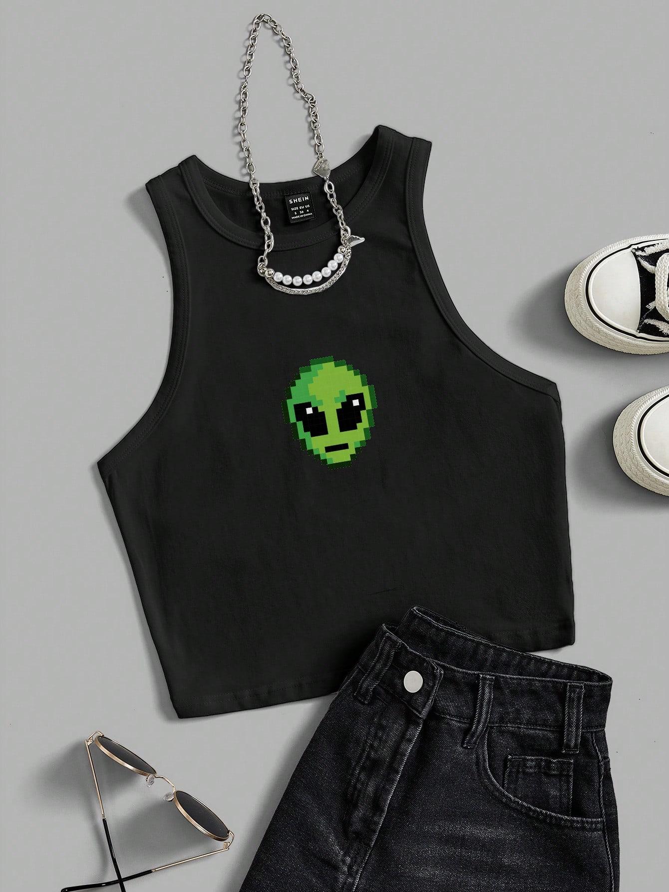CZARNY TOP PRINT