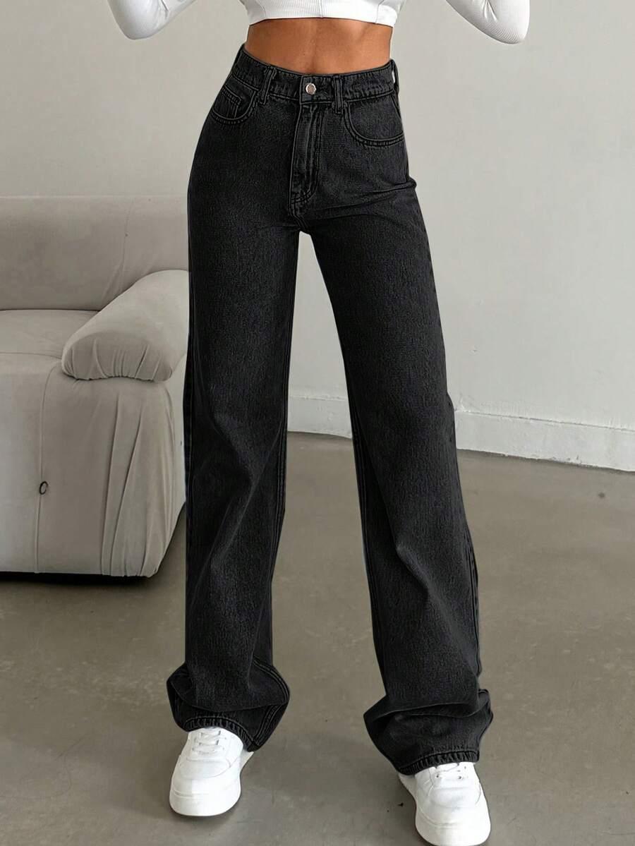CZARNE SPODNIE JEANS