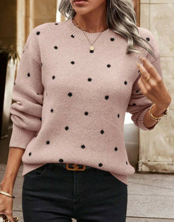RÓŻOWY SWETER GROSZKI