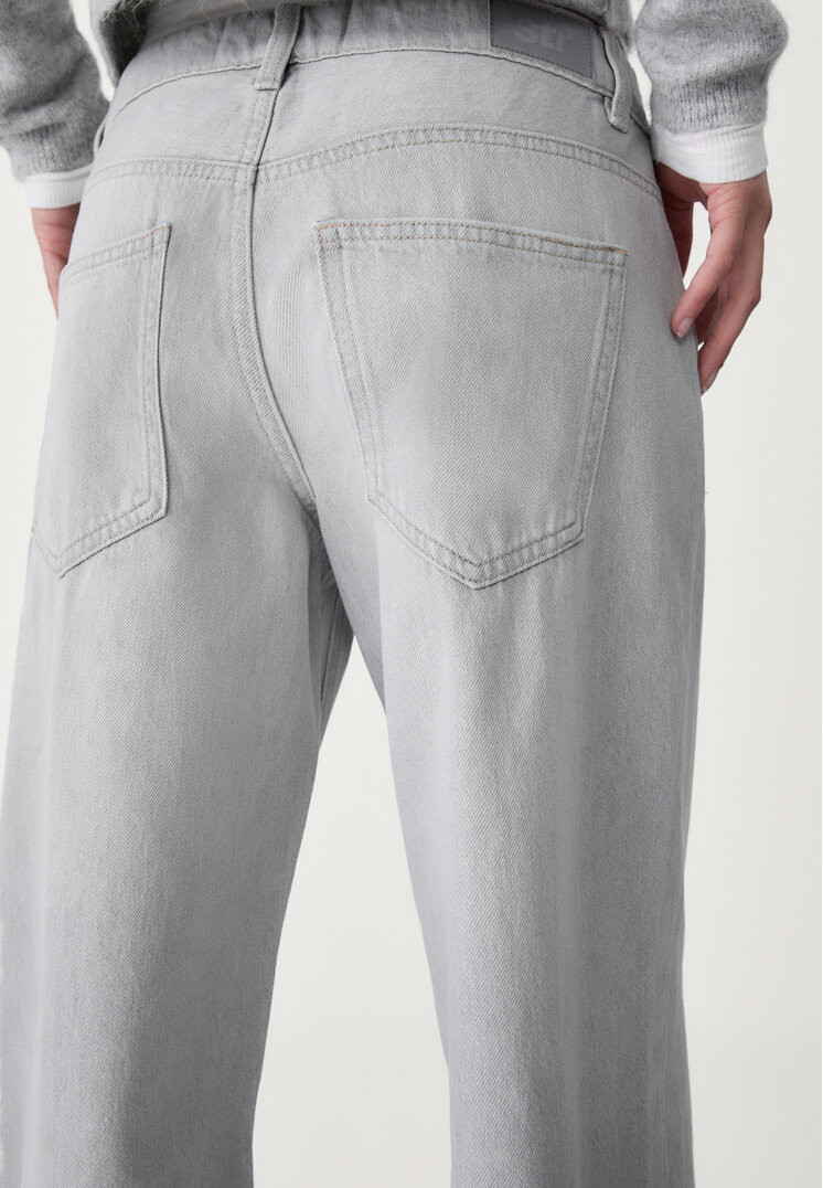 SZARE SZEROKIE SPODNIE JEANS