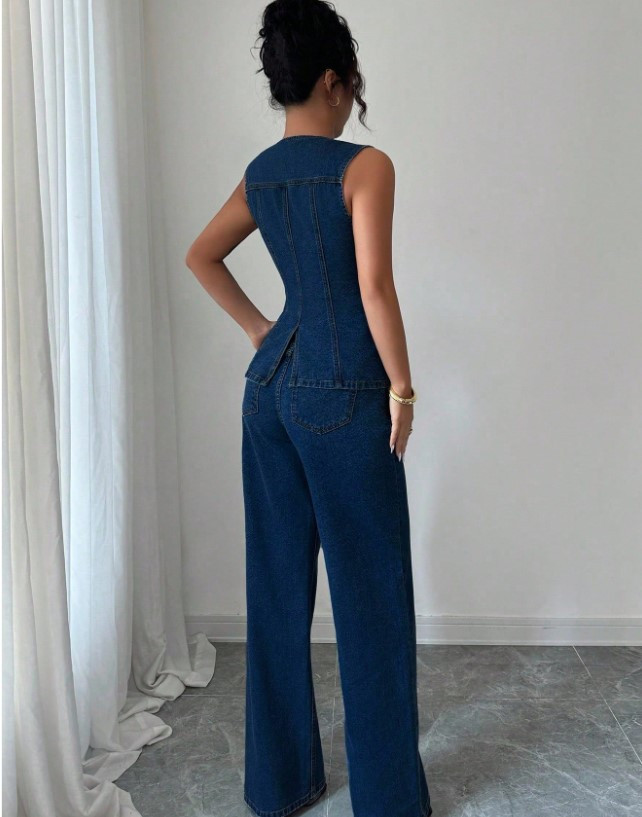 GRANATOWE SPODNIE JEANS