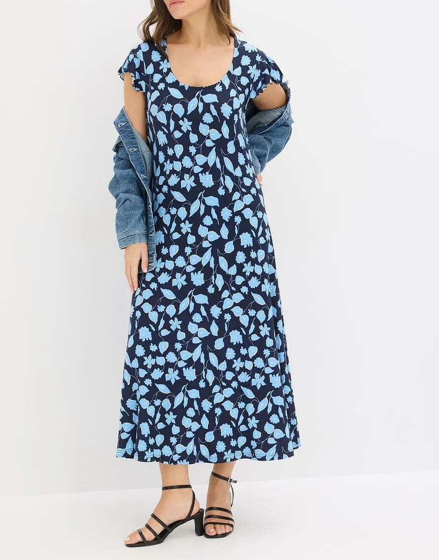 SUKIENKA DZIANINOWA MAXI PLUS SIZE Z KWIATOWYM WZOREM