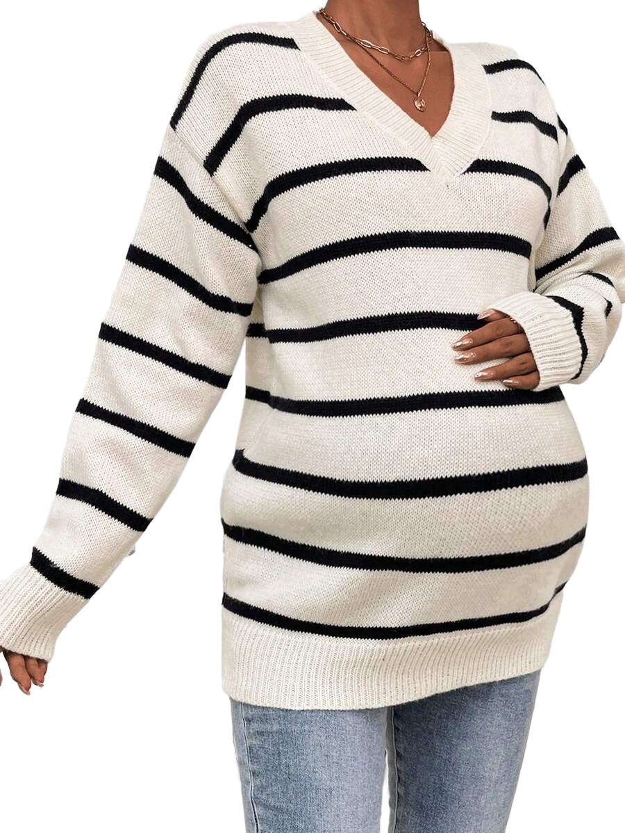 SWETER CIĄŻOWY W PASKI
