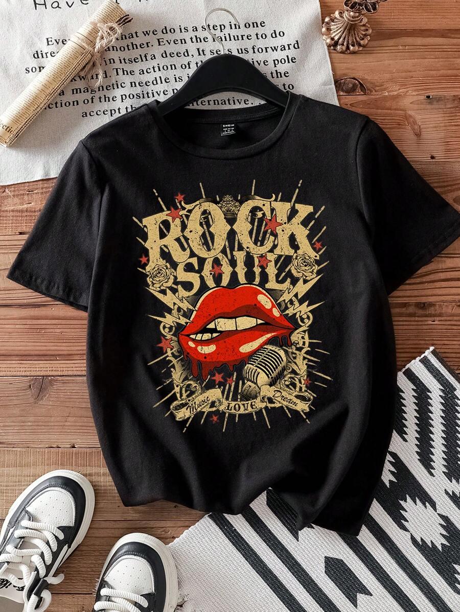 CZARNY T-SHIRT okrągły dekolt 