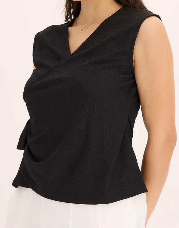 BLUZKA DAMSKA PLUS SIZE KOPERTOWY DEKOLT 