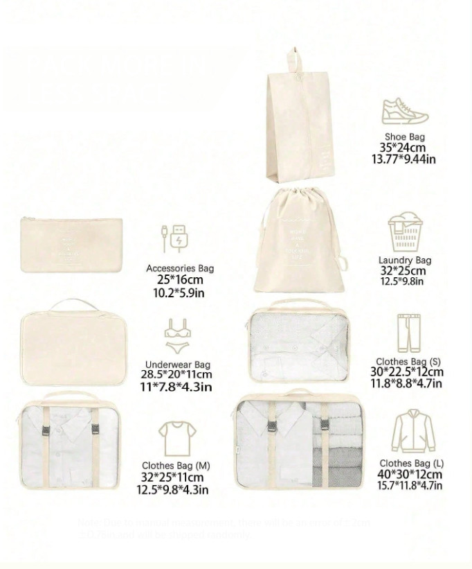 beżowa torba organizer 7-pack