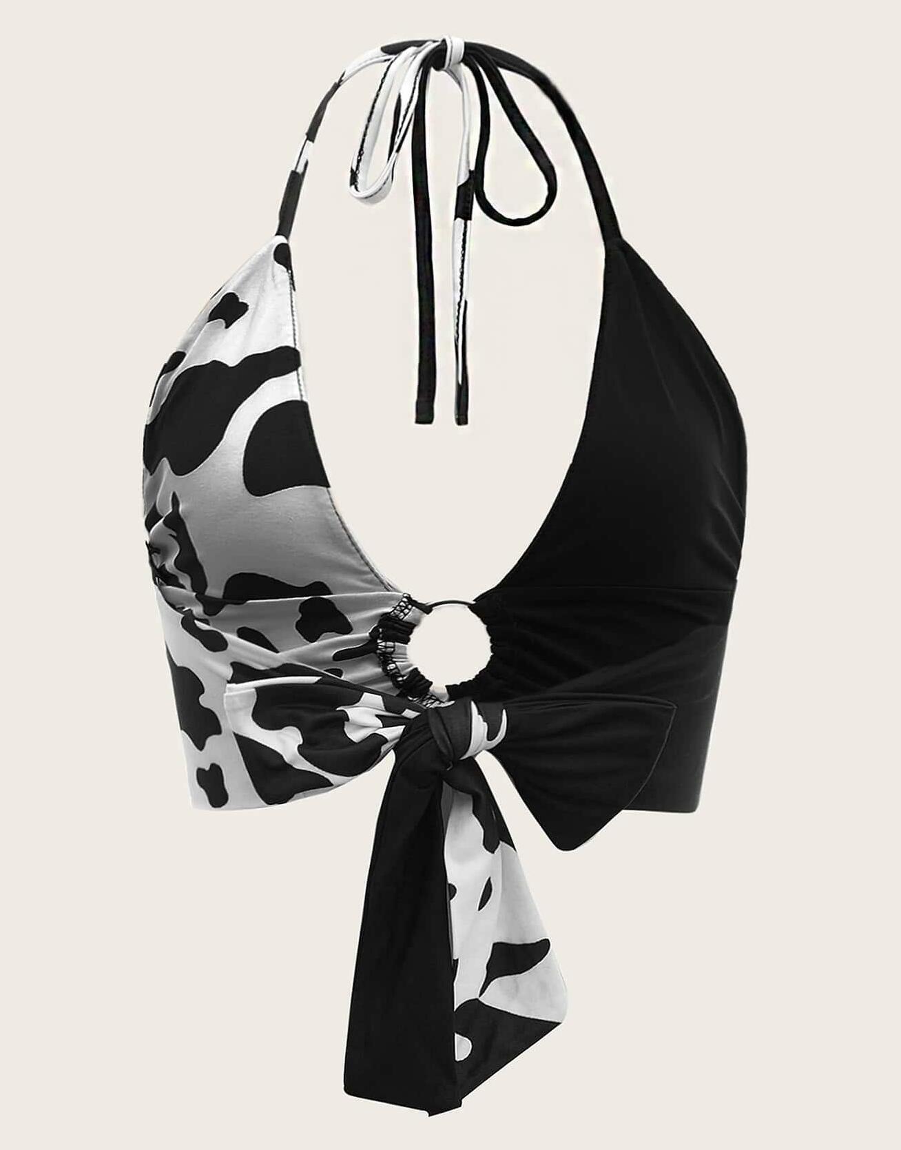CROP TOP ANIMAL PRINT WIĄZANIE