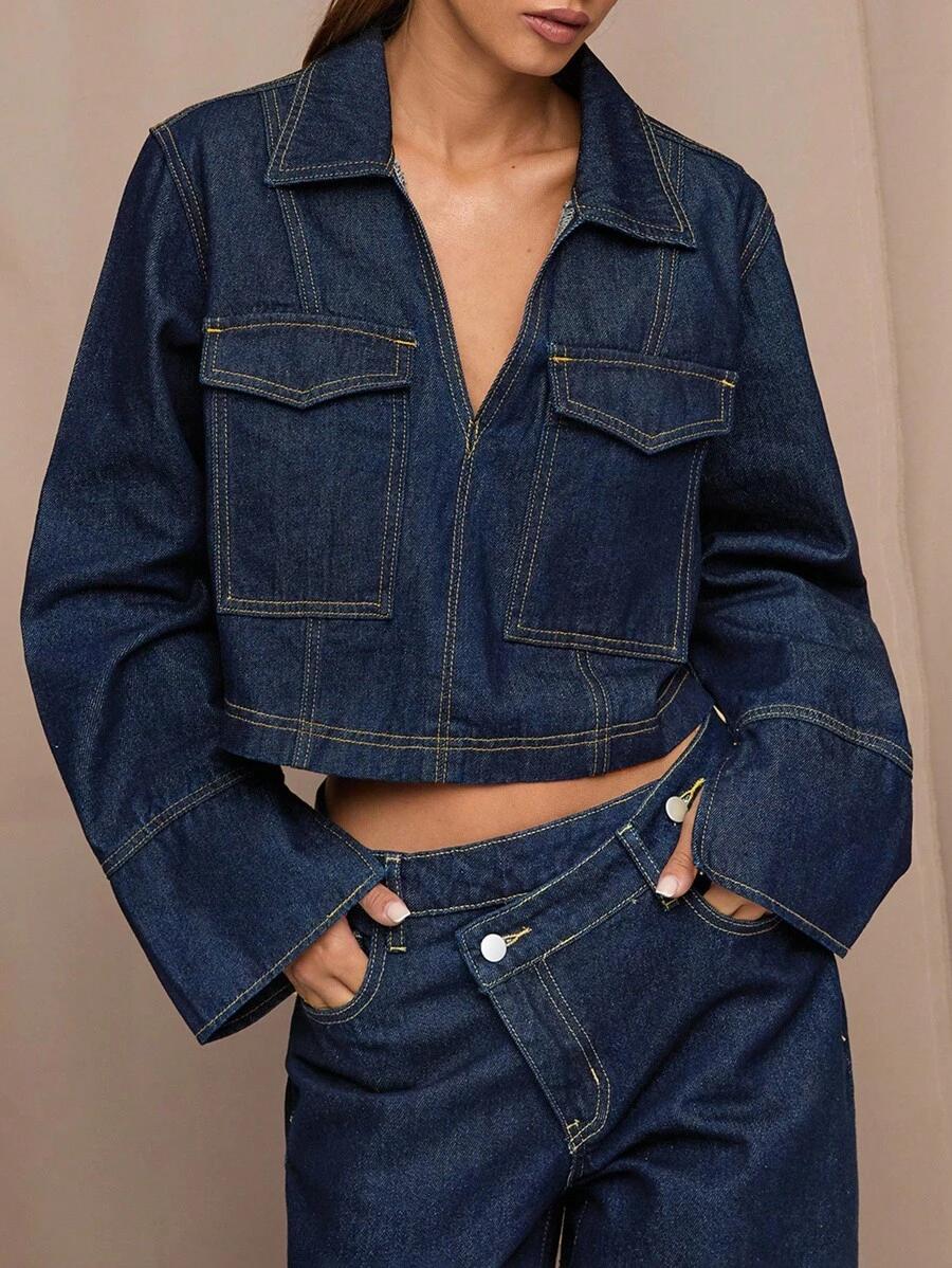 GRANATOWA KURTKA JEANS