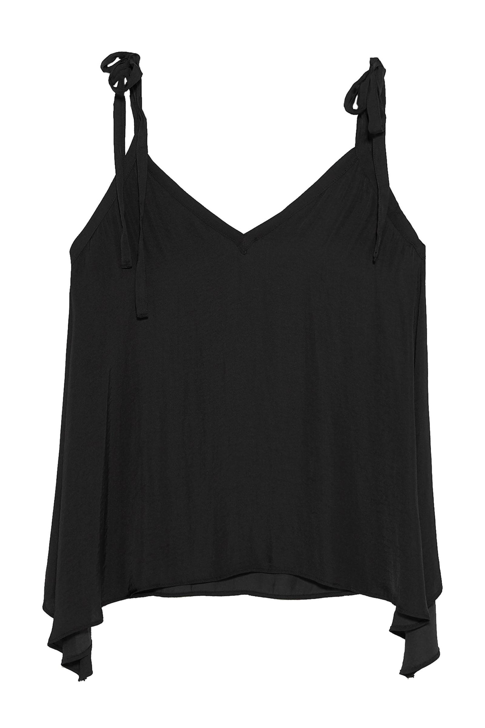 CZARNY TOP RAMIĄCZKA V-NECK 