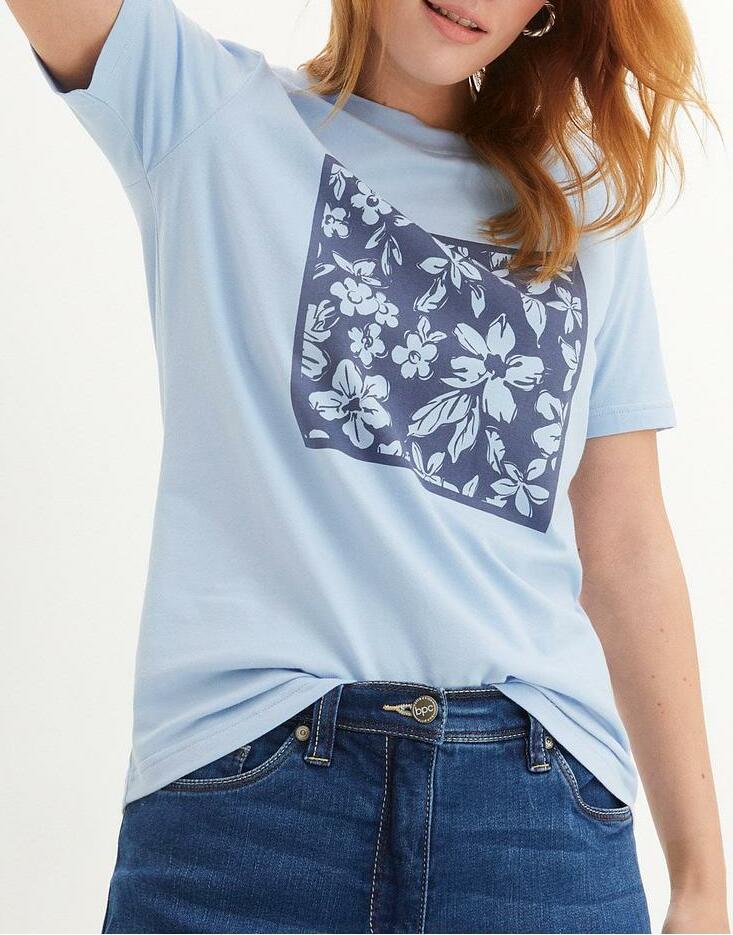 BAWEŁNIANY T-SHIRT DAMSKI Z NADRUKIEM 
