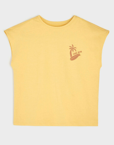 ŻÓŁTY T-SHIRT Z NADRUKIEM